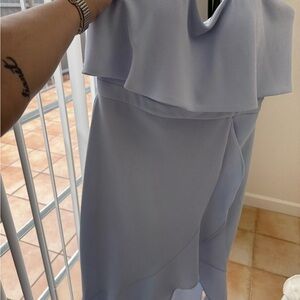 Xscape Blue Ruffled Sheath Dress for Wedding Guests